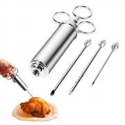 Molding Injector Jeobest Meat Injector Syringe For BBQ - 304 Stainless Steel Seasoning Meat Injector Kit with 2-oz Large Capacity Barrel + 3 Needles + 4 Spare O-rings Professional Marinade for Beef Chicken Turkey ()