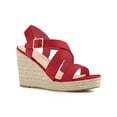 thumbnail image 1 of BLISSFUL STEP Women's Shoes Crisscross Ankle Strap Espadrille Wedge Sandals Red 8.5, 1 of 7