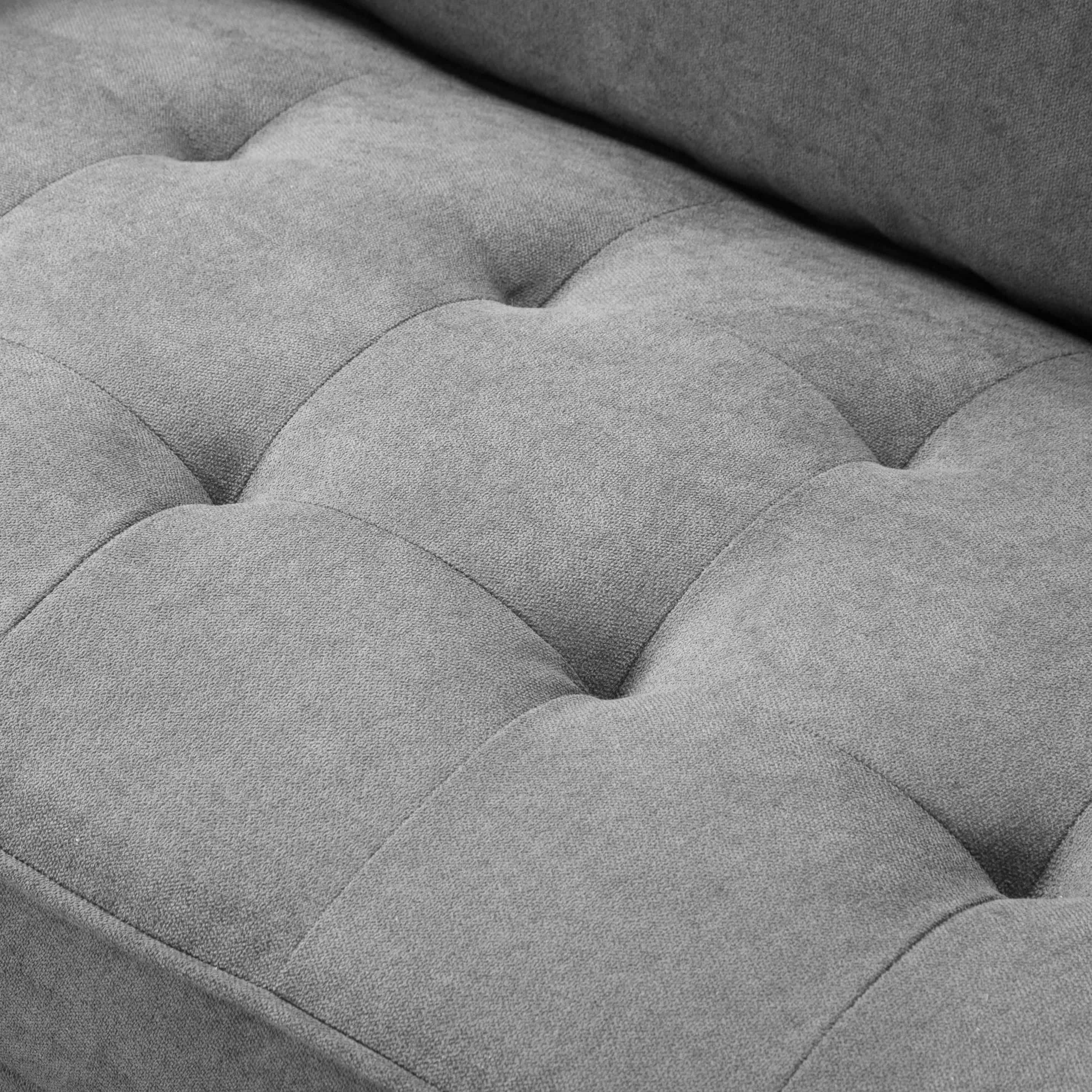 BSHTI 65” Modern Couch/Loveseat,Polyester Upholstery,Detachable Backrest,Tapered Wood Legs,with Non-Slip Pads,2 Pillows Included(Light Gray)