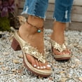 thumbnail image 5 of HomeDM Chunky Heels Thong Sandals for Women Round Open Toe Flip-Flops Comfort Summer Beach Vacation Sandals, Size 6.5, 5 of 7