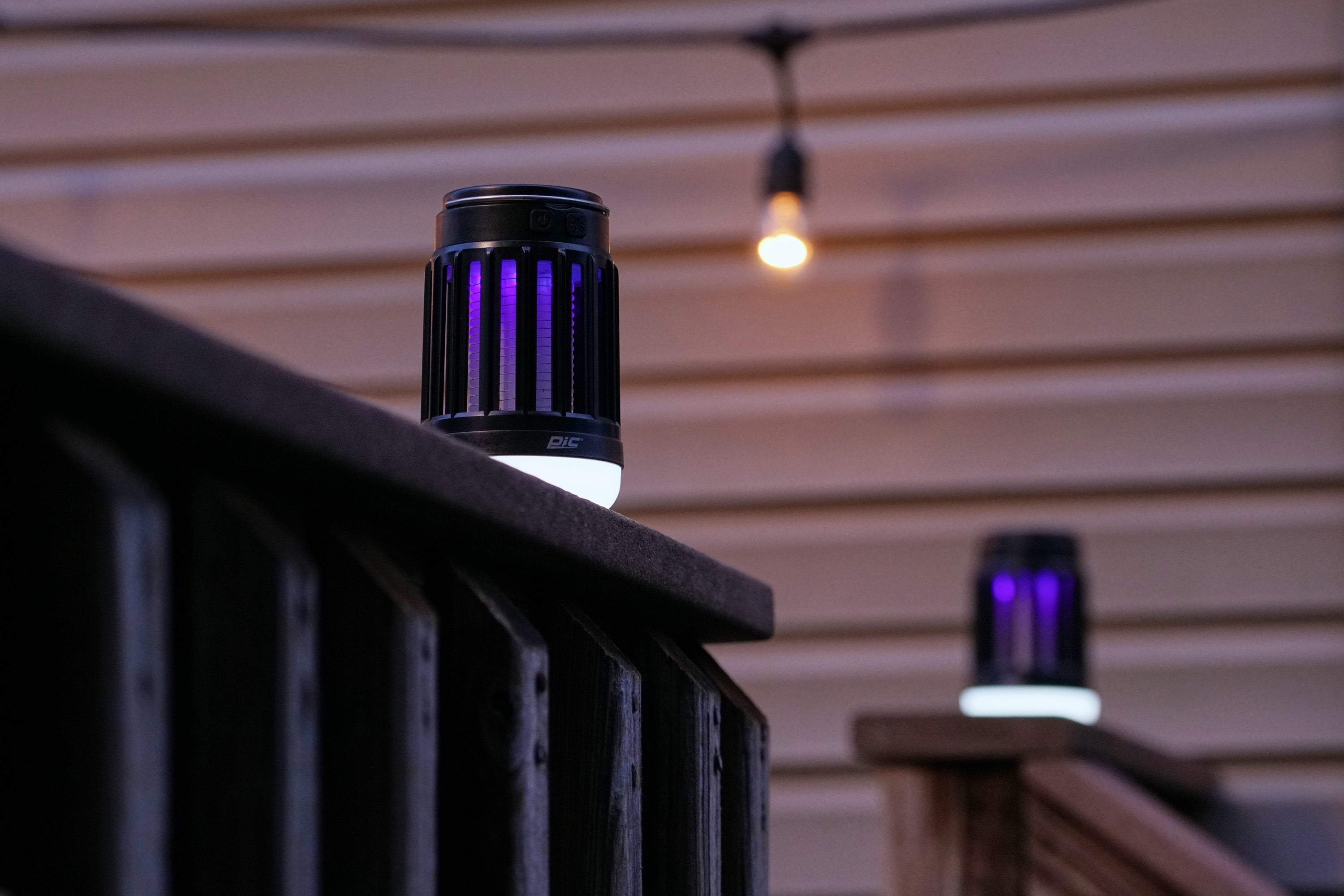 PIC Portable Solar LED Lantern Bug Zapper, Electronic Insect Killer, Black, 2 Pack