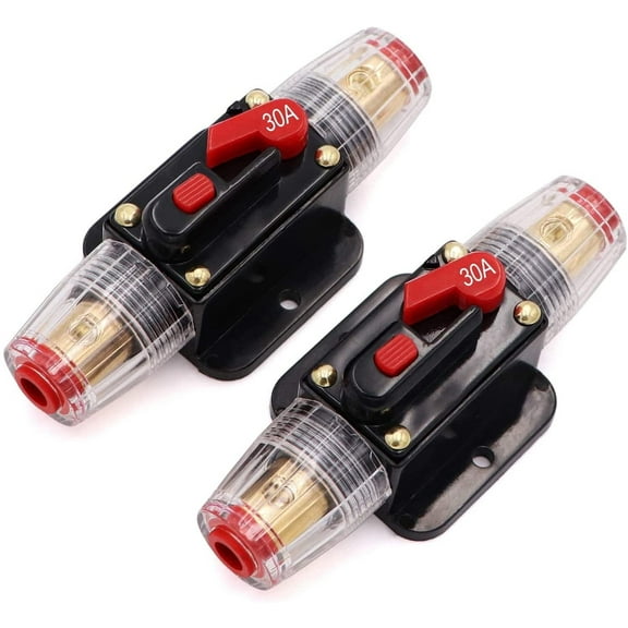 2 Absolute ICB30 4/8 AWG 30 Amp in-line Circuit Breaker with Manual Reset with Manual Reset Car Auto Marine Boat Stereo