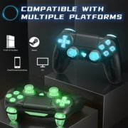 RGB Wireless Controller for P4,Gaming Controller for P4/PC/Steam/Phone with Turbo Functiont Long Battery With 1 USB-C Cable(Black)