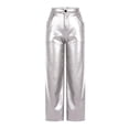 thumbnail image 6 of CQONEPT Women Faux Leather Pants Straight Leg Casual with Pockets Skinny Fashion Streetwear Trousers White L, 6 of 7