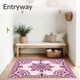 thumbnail image 3 of ODIKA 3'x5' Machine Washable Non-Slip Area Rug, Garden with Stylized Vinework and Petal Echoes High Traffic Rug with Pad, Pink, 554264, 3 of 8