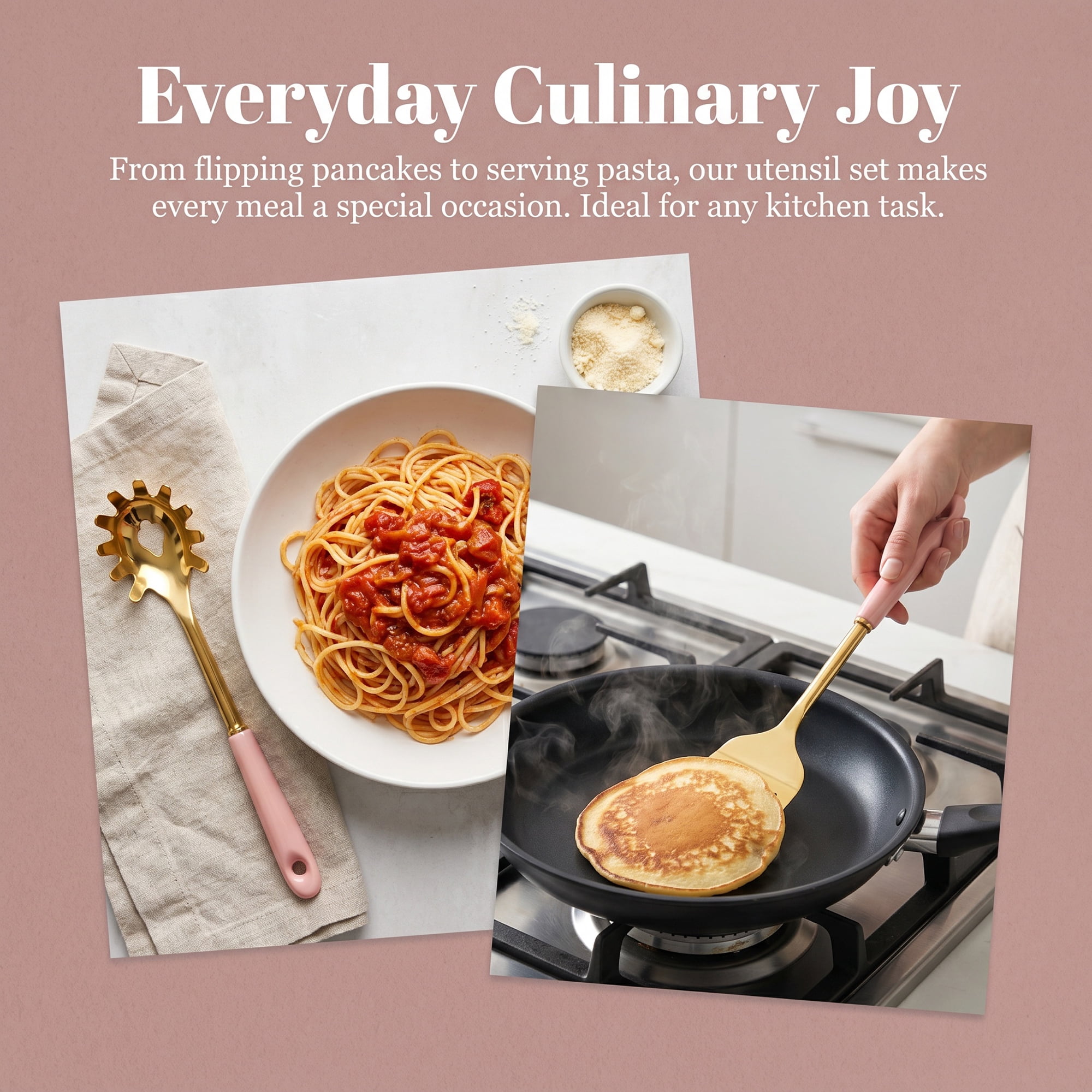 Unique Bargains Essential Kitchen Gadgets Cooking Utensil Set with Silicone Pink A 7pcs