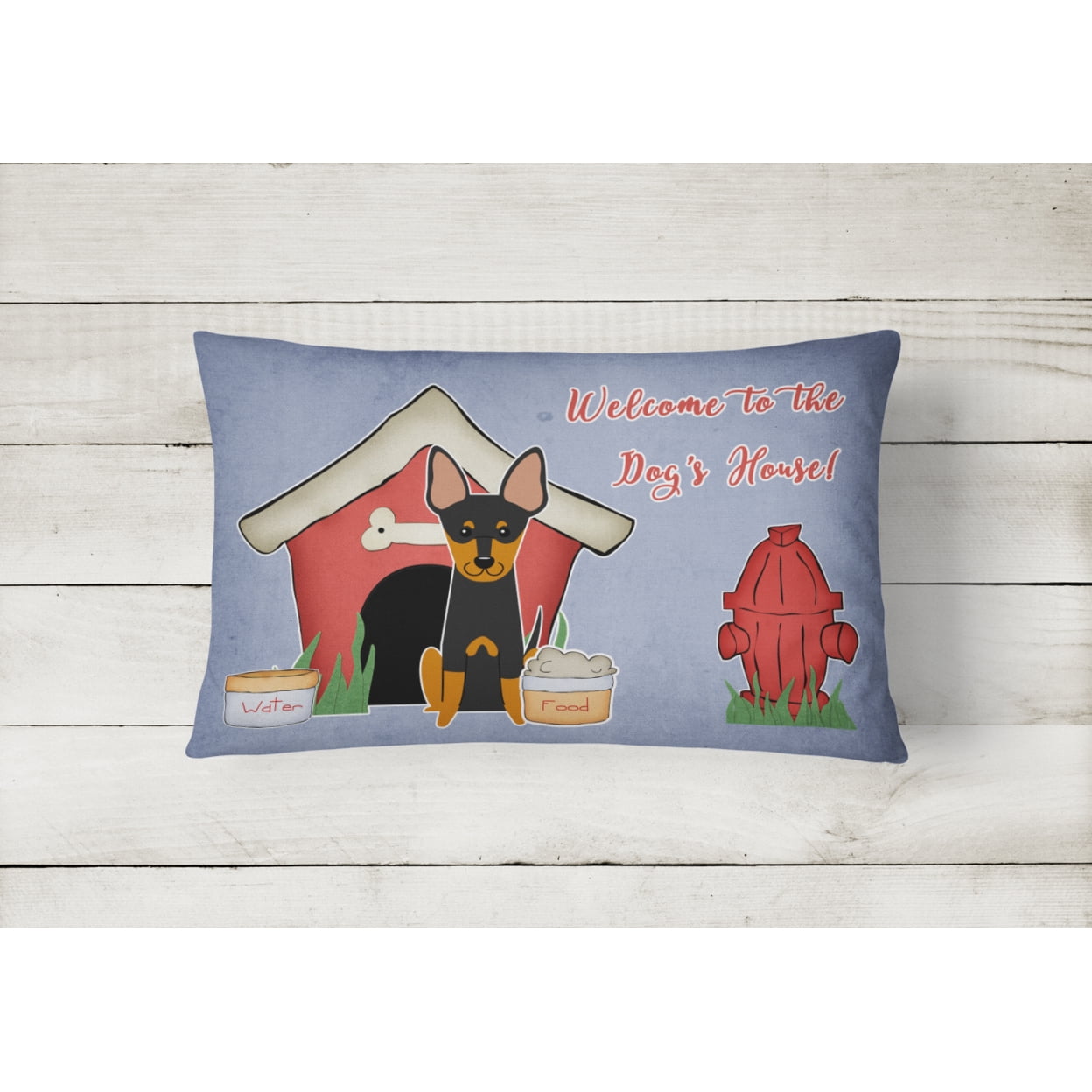 Dog House Collection English Toy Terrier Canvas Fabric Decorative Pillow