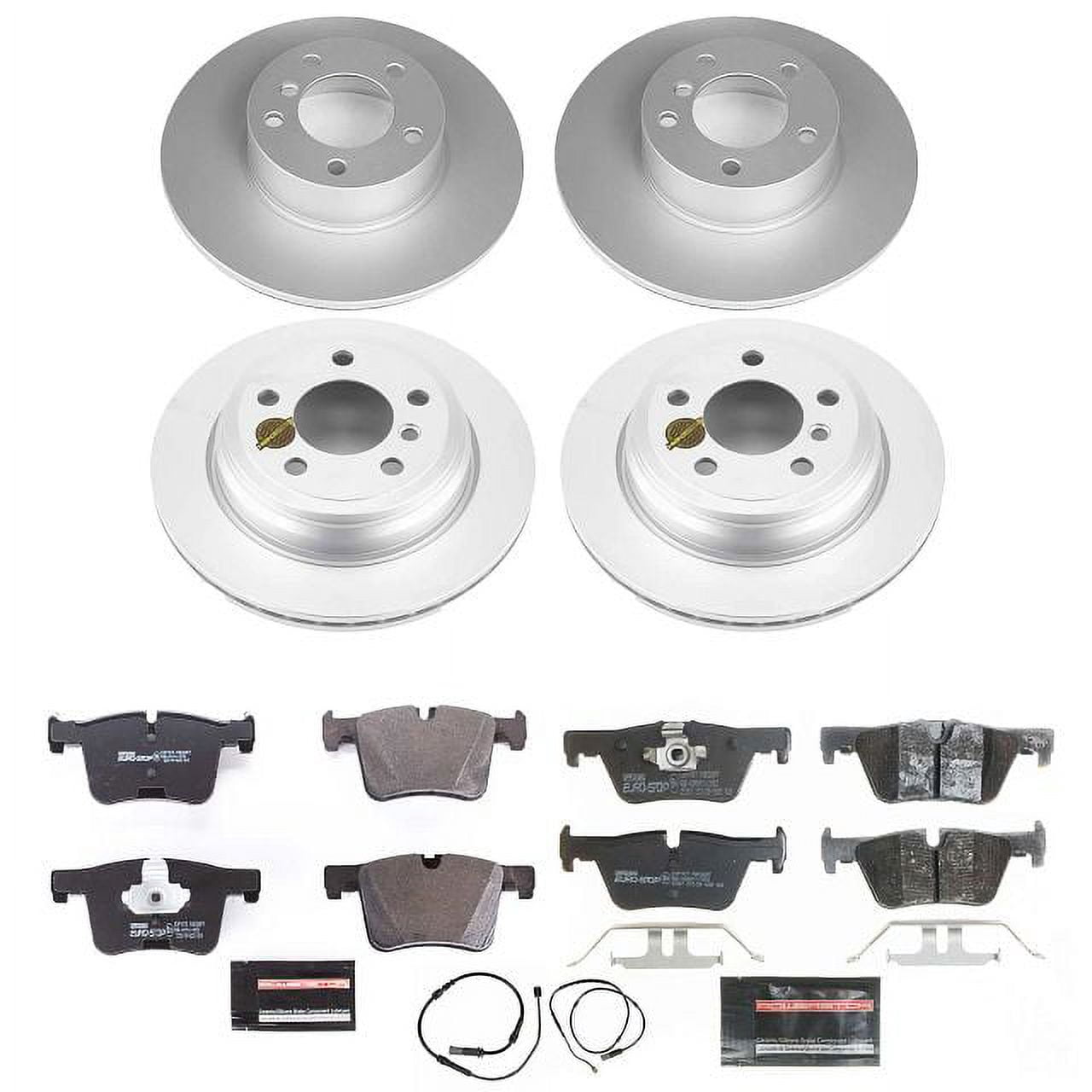 Power Stop Front and Rear Euro-Stop ECE-R90 Certified Brake Pad with Rotor Kit Fits 2018 BMW 430i