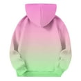 thumbnail image 4 of SGFCWSX Oversized Sweatshirt for Girls Fleece with Pockets Hoodie Kids Gradient Baggy Pullover Top Green Size 9 Years, 4 of 5