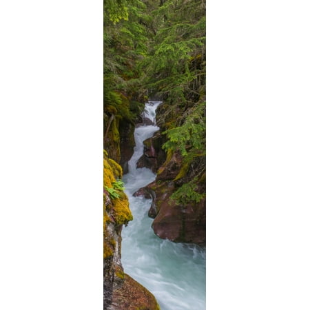 Elevated view of a creek McDonald Creek US Glacier National Park Montana USA Canvas Art - Panoramic Images (6 x