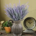 thumbnail image 2 of Bienvenido 4 piezas de flores artificiales flocadas de plástico lavanda paquete de plantas falsas ramo de brida de boda interior al aire libre hogar cocina oficina mesa centros de mesa arreglos, 2 of 8