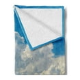 thumbnail image 2 of Nature Soft Flannel Fleece Throw Blanket, Clouds over Moving River Landscape with Meadows Grass Clear Sky Daytime, Cozy Plush for Indoor and Outdoor Use, 50" x 70", Green Blue White, by Ambesonne, 2 of 5