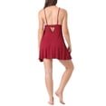 thumbnail image 3 of INSPIRE CHIC Women's Lingerie Lace Chemise Sleep Gown V Neck Strap Slips Mini Nightgown S Burgundy, 3 of 4