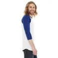 thumbnail image 2 of American Apparel Poly-Cotton Baseball Raglan Tee (BB453) White/Lapis, S, 2 of 2