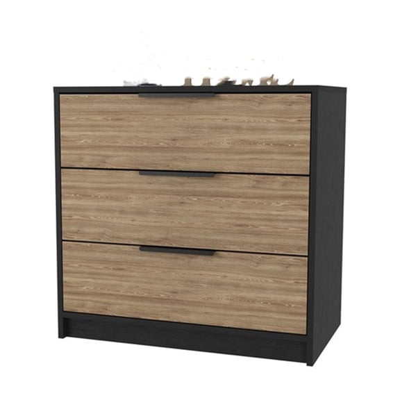 Xukmct 3 Drawer Dresser Wood Storage Cabinet for Home, Living Room, Black Brown