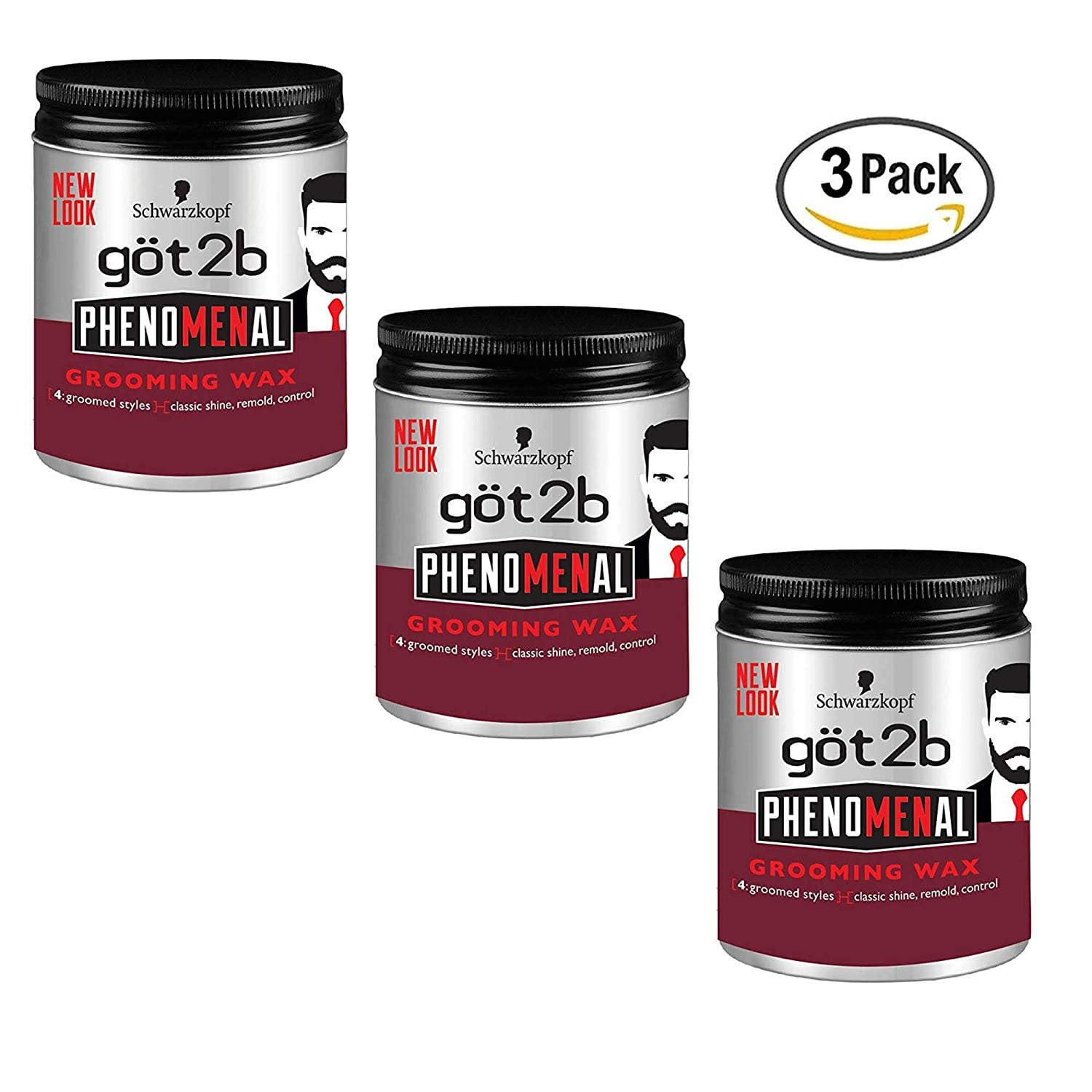 Schwarzkopf Got2b Phenomenal Grooming Hair Wax, 3.5 Ounce (Pack Of 3