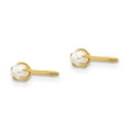 thumbnail image 3 of Auriga Fine Jewelry 14K Yellow Gold Reversible Pearl Bead Stud Earrings for Women(L-3mm, W-3mm), 3 of 6