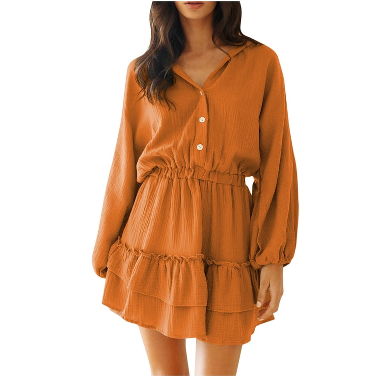 open lace back dress Dark Orange Georgette Chikankari Peplum Dress main image 1