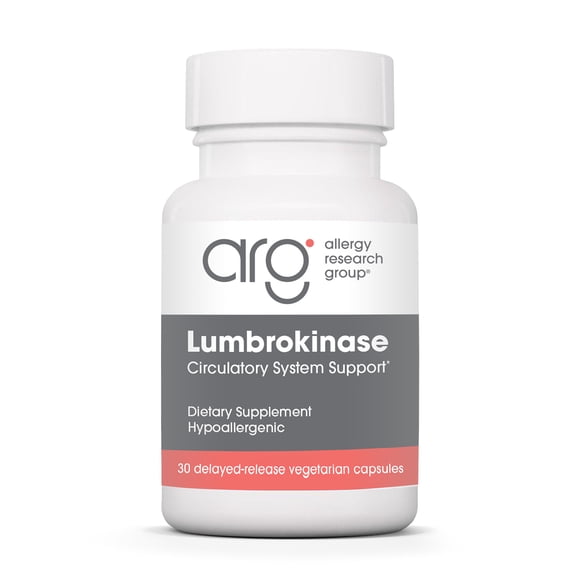 ARG Lumbrokinase - 32 mg Lumbrokinase - Circulatory System Support - Delayed-Release Capsules - Gluten-Free & Non-GMO - 15 Servings - 30 Capsules