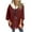 Wine, variant on cfhntfmh Winter Coats for Women Wool 3/4 Sleeve Collared Zipped up Jackets Fashion Blend Color Block Plus Size Outwear