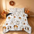 thumbnail image 2 of Homewish Funny Spooky Animal Queen Comforter Set, Halloween Pumpkin Lantern Comforter Sets Queen, Off White Orange, Black Reversible, 3 Pieces 1 Comforter and 2 Pillowcases, 2 of 6