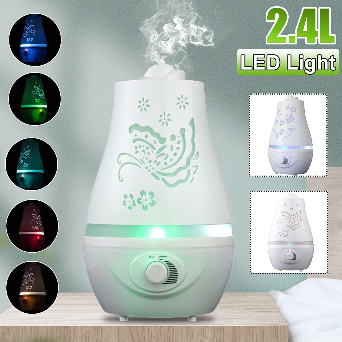 2.4L Colorful Change LED Light Ultrasonic Cool Mist HumidifierBest Air