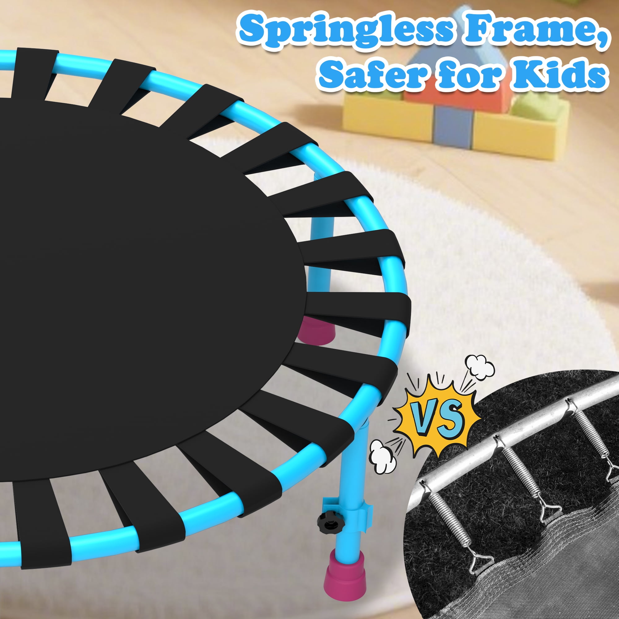 Cochan 36inch Mini Trampoline for Kids, 3FT Small Indoor Trampoline with Handlebar Ages 1-6, Foldable Kids Trampoline for Toddlers, Brithday Gift for Boy and Girl