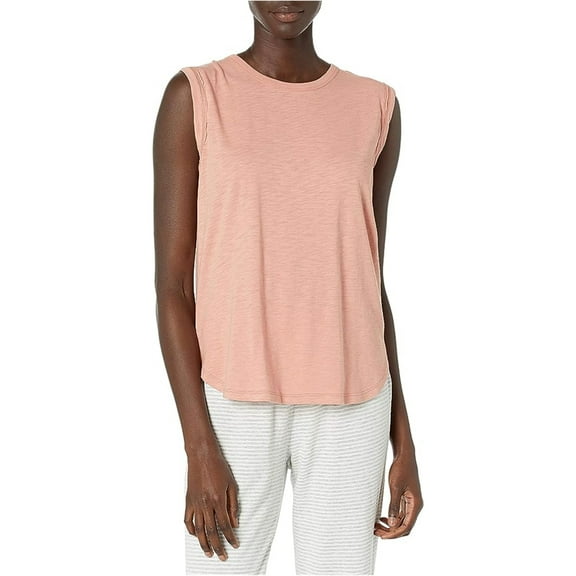 P.J. Salvage Womens Solid Rounded Hem Pajama Sleep Tank Top, Pink, Medium