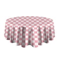 thumbnail image 5 of Pink and White Checkerboard Pattern Round Tablecloth 60"x60",Wrinkle Wipeable Table Cloth for Kitchen Dining Room Picnic Patio Party, 5 of 6
