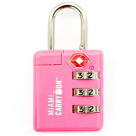 Miami CarryOn TSA Approved Combination Padlock / Luggage Lock (Hot Pink)