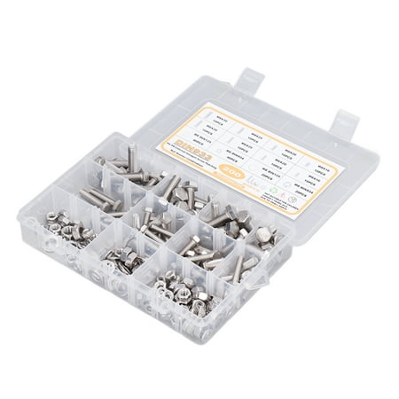 

Hex Machine Screws Set 200Pcs Hex Screw Washers Nuts Kit 304 Stainless Steel For DIY