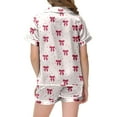 thumbnail image 4 of Gelikeya Pink Puff 2 Piece Outfits for Girls Bow Printed Pajama Set Silk Lapel Button Down Short Sets Cute Preppy Clothing Sets 2-13Y (Tweens, 015-Hot Pink, 10-11 Years), 4 of 4