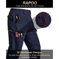 thumbnail image 2 of Pantalones cargo tácticos Rapoo para hombre, color azul marino, 42 W x 30 L, resistentes al agua, 2 of 6