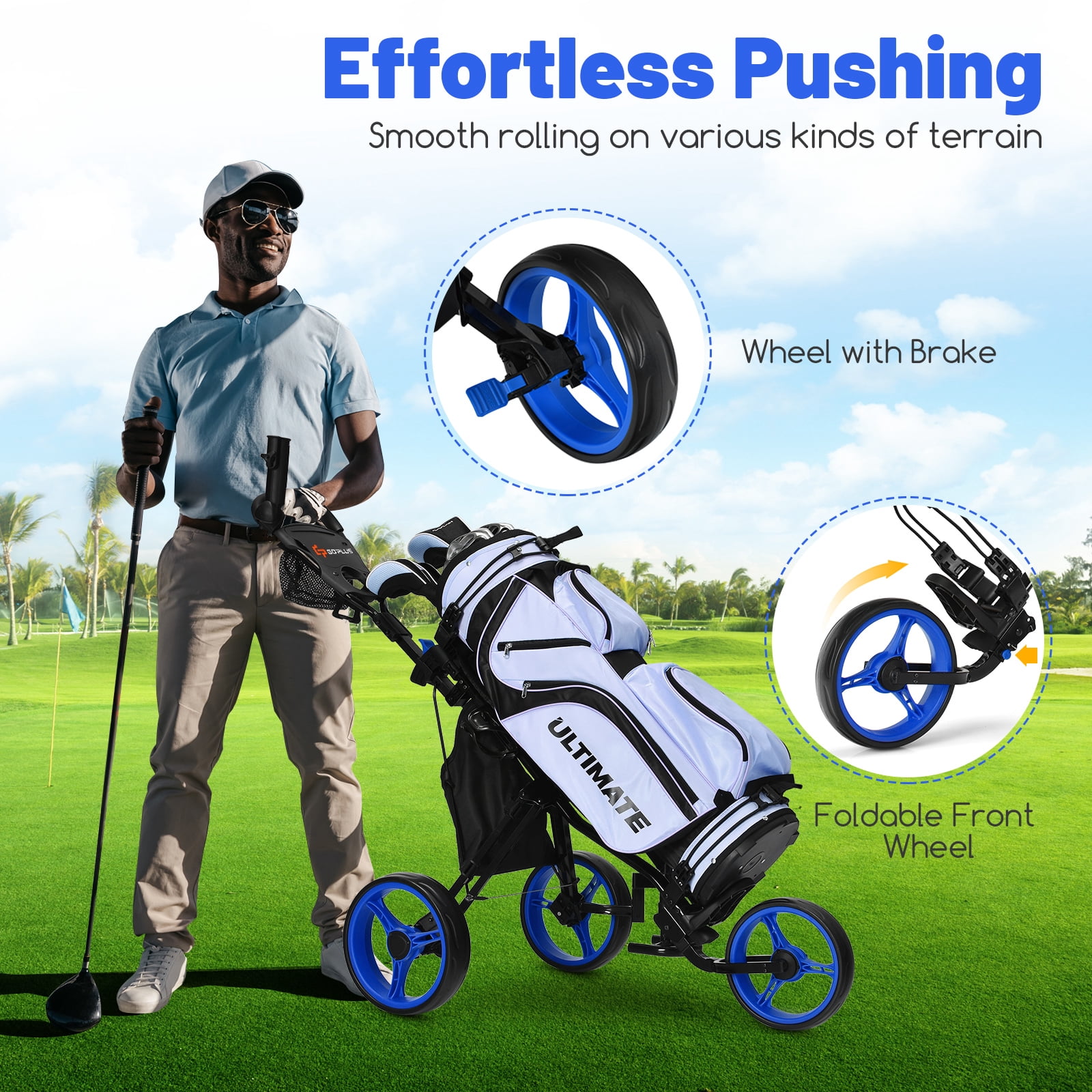 Wheel Best Golf Pull Cart 2019 Topbuy Wheel Golf Push Cart