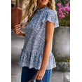 thumbnail image 4 of Purcoar Women's Floral Ruffled Short Sleeve Tops Round Neck Casual Blouses, 4 of 7
