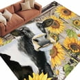 thumbnail image 6 of Retro Farmhouse Flower Area Rug 6x9 Washable Rug Non Slip Yellow Sunflowers Cow Barn Doors Brown Large Area Rug Soft Stainresistant Indoor Floor Carpet for Living Room Bedroom Home Office Dining Room, 6 of 8