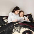 thumbnail image 4 of Homewish Vintage Sugar Skull Girl Full Size Bedding Sets for Women, Romantic Rose Gothic Full Size Bed in a Bag, Black Reversible, 7 Pieces, 4 of 7