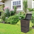 thumbnail image 4 of With Top Cover Iron Frame Rattan Trash Can Brown Gradient, 4 of 14