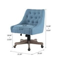 thumbnail image 4 of Office Chair with Wheel, Upholstered Linen Armless Ergonomic Home Office Desk Chairs with Wheels, Height Adjustable Swivel Rolling Task Computer Gaming Chair for Living Room, Study, Bedroom, Blue, 4 of 8