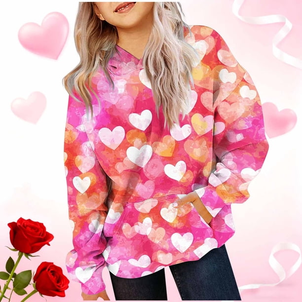 Sudadera con capucha para niños, camiseta de manga larga con estampado de cuello redondo para niños y niñas mayores, sudadera con capucha, top de poliéster para niña