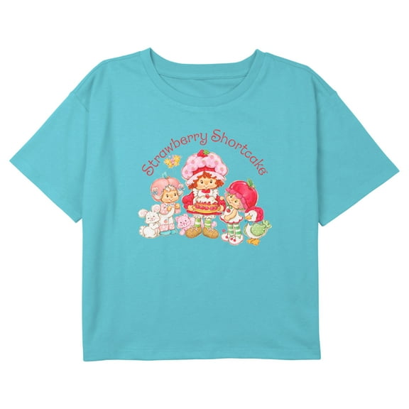 Girl's Strawberry Shortcake Berry and Friends Graphic Cropped T-Shirt