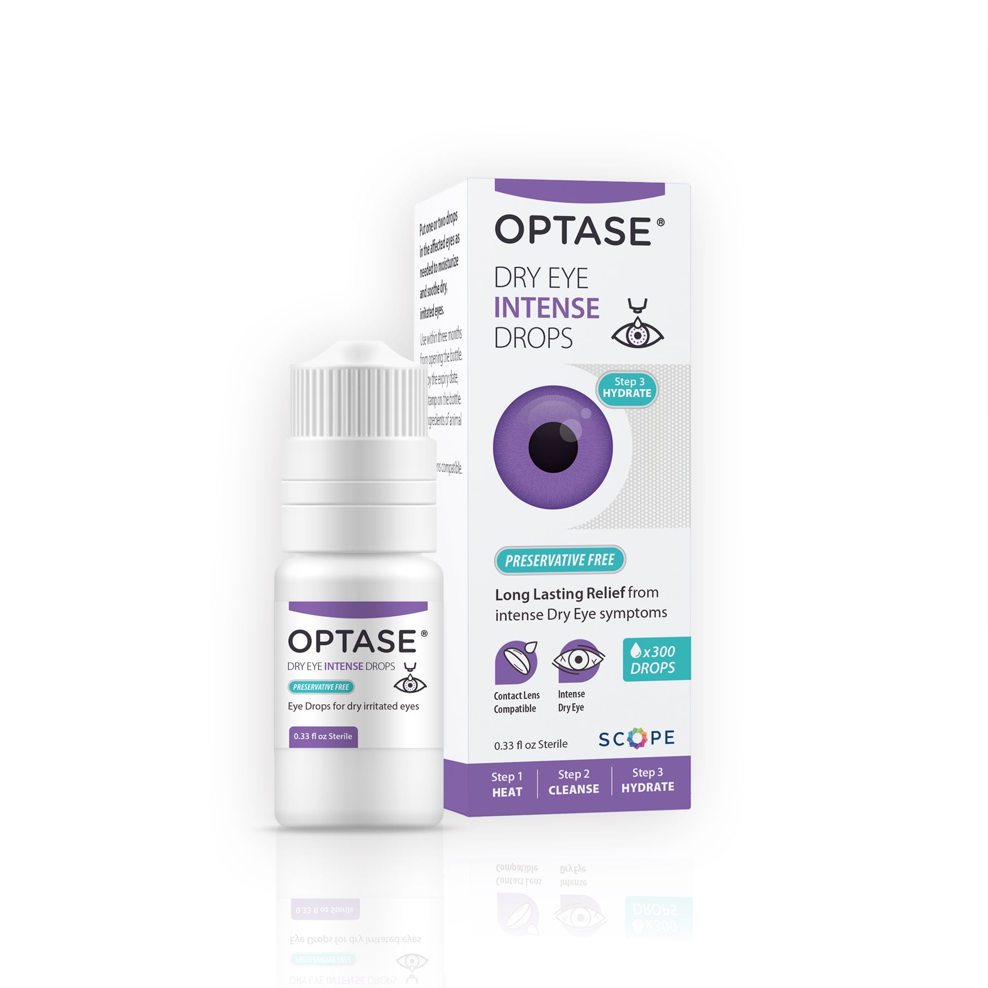 Optase Dry Eye Intense Drops, 0.33 fl oz, Eye Lubricant Provides Protection for Moderate To Severe Dry Eye Symptoms