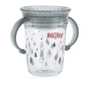 Nuby Tritan 8oz Two Handle Wonder Cup with Hygienic Cover, Raindrops