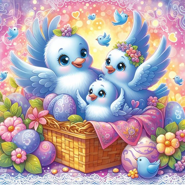 5D DIY Taladro Diamante Pintura Pájaro Kit Del 30x30cm Azul