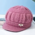 thumbnail image 2 of Hontri Fashion Hat Women Winter Warm Knit Hat Wool Snow Ski Caps with Visor Hat Pink, 2 of 9