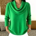 thumbnail image 3 of Gytharion Women's Plus Size Sweaters Solid Color Draped Cowl Neck Long Sleeve Pullocer Sweaters Soft Thick Knit Loose Fashion Layering Tops, 3 of 4