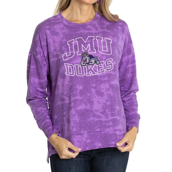 Women's Purple James Madison Dukes Brandy Tie Dye Tri-Blend Long Sleeve Top
