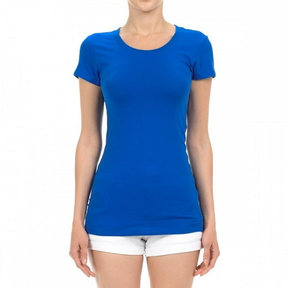 Women's Plain Basic Solid Short Sleeve T shirt Crew Neck Round Neck Stretchy Cotton Tee (S-3X)