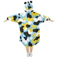 thumbnail image 2 of Dailycode Wearable Blanket Hoodie Oversized Sherpa Flannel Blankets with Pocket for 3-14 Year Old Blue Yellow White Cow Spots, 2 of 7