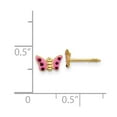 thumbnail image 2 of Auriga Fine Jewelry 14K Yellow Gold Pink Enameled Butterfly Stud Earrings for Women(L- 5mm, W-7mm), 2 of 6